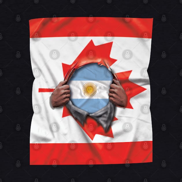 Argentina Flag Canadian Flag Ripped Open - Gift for Argentinian From Argentina by Country Flags